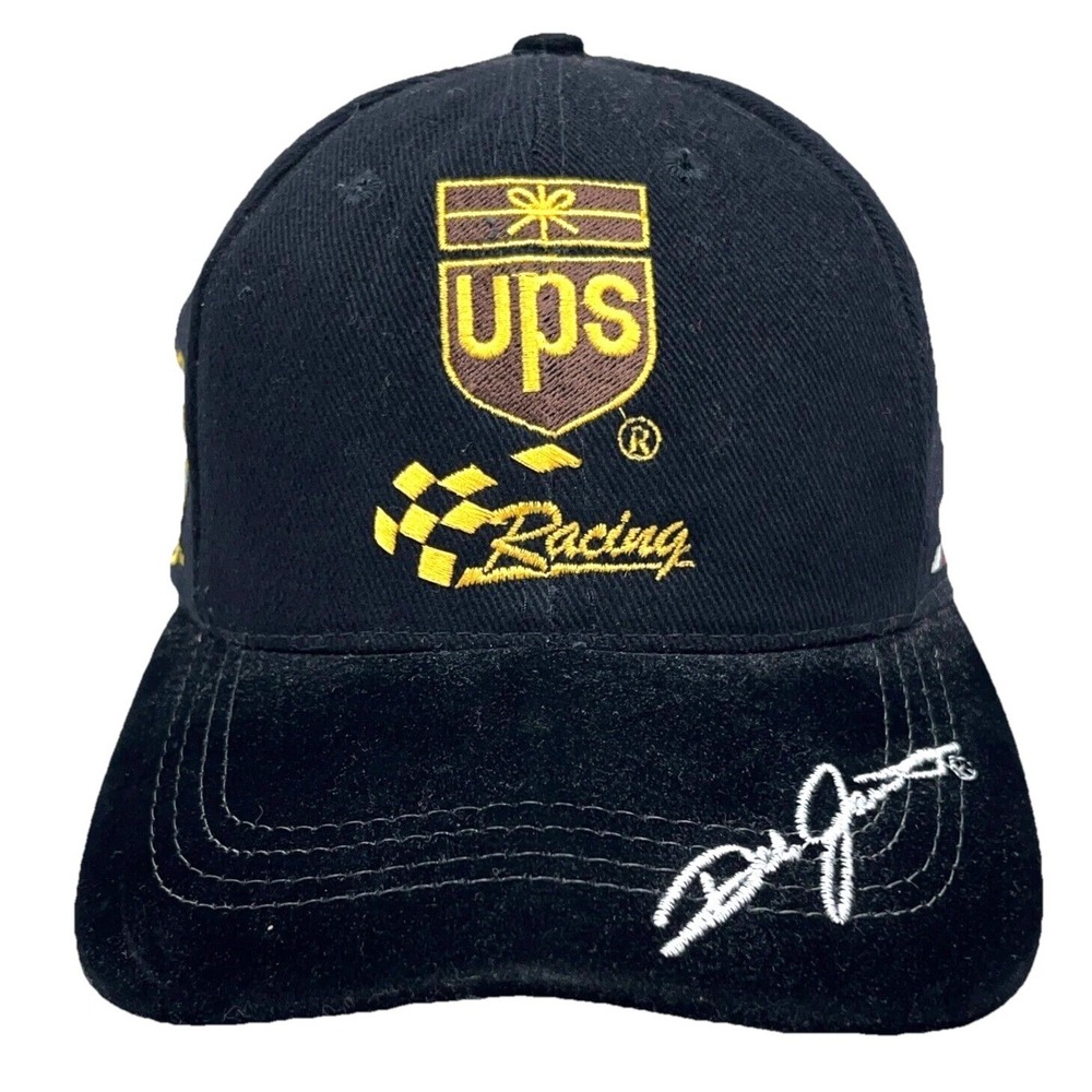 Vintage Dale Jarrett Hat Cap Strap Back 90s Y2K 00s Nascar Racing Black USA Dad